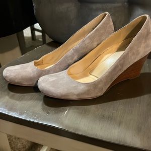 Naturalizer wedges - grey suede with brown wedge size 10